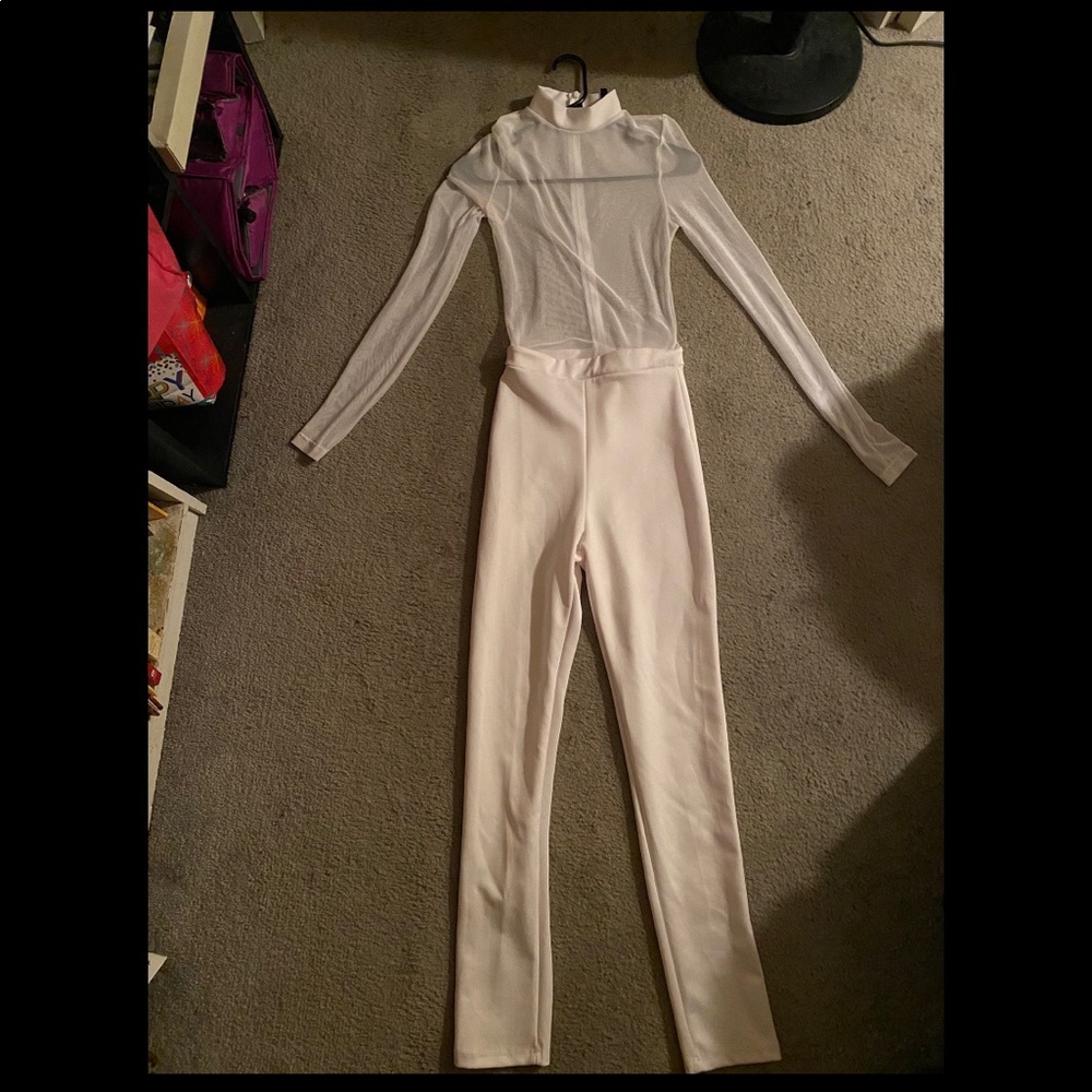 Go Jane White Mesh Jumpsuit